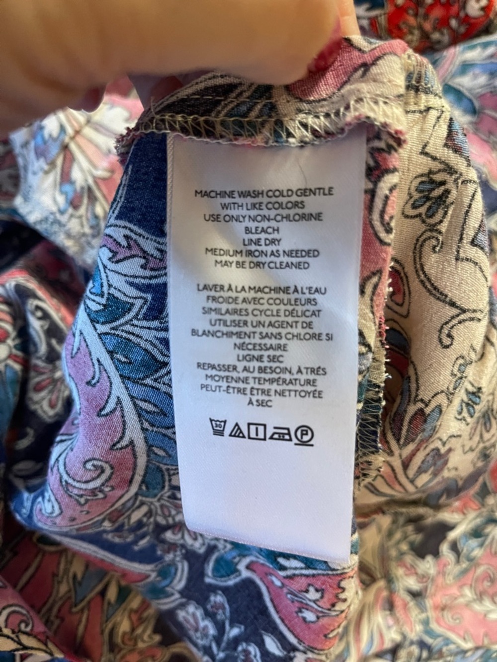 Anthropologie Spliced Tunic Dress Boho Floral Tie-Neck Mini Dress in Red / Blue - Picture 9 of 9